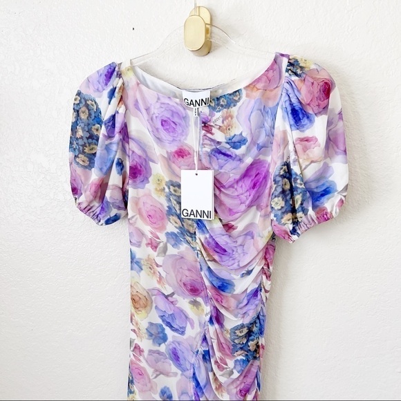NEW Ganni Floral Mesh Body-Con Dress size 38 - Picture 4 of 16